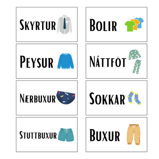 Skipulags límmiðar │ Fataskúffur │ 8 saman