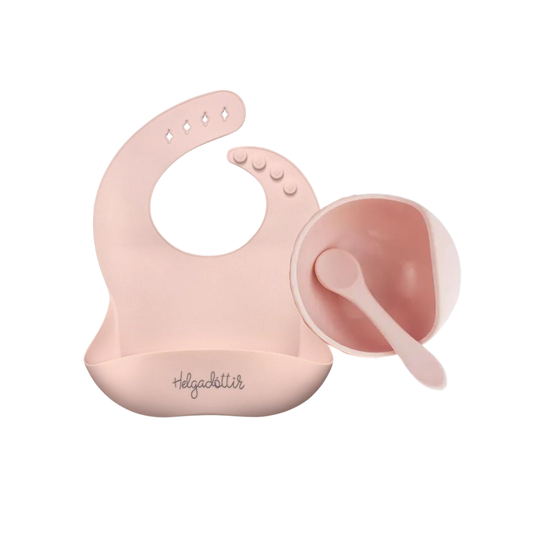 Gjafasett │ smekkur, skál og skeið │ blush