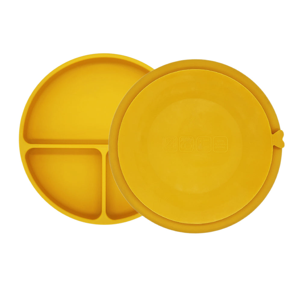 Gjafasett │ diskur, smekkur, stútkanna, skál, skeið og hnífapör│ Mustard