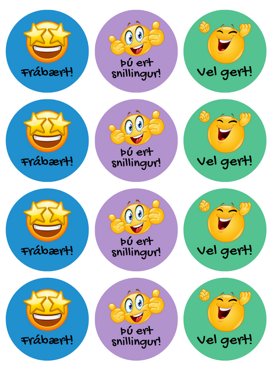 Límmiðar │ broskallar │ 24 stk