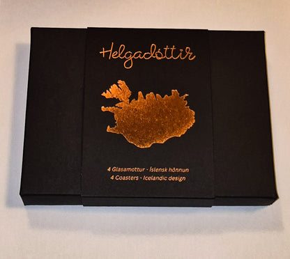 Glasamottur Ísland │ Svartar │ 4 í pakka